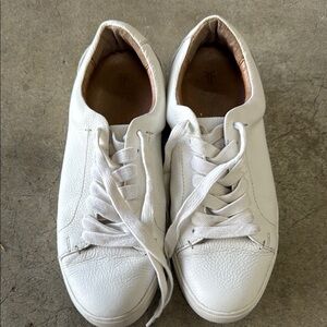 Frye White Leather Lace-Up Sneakers